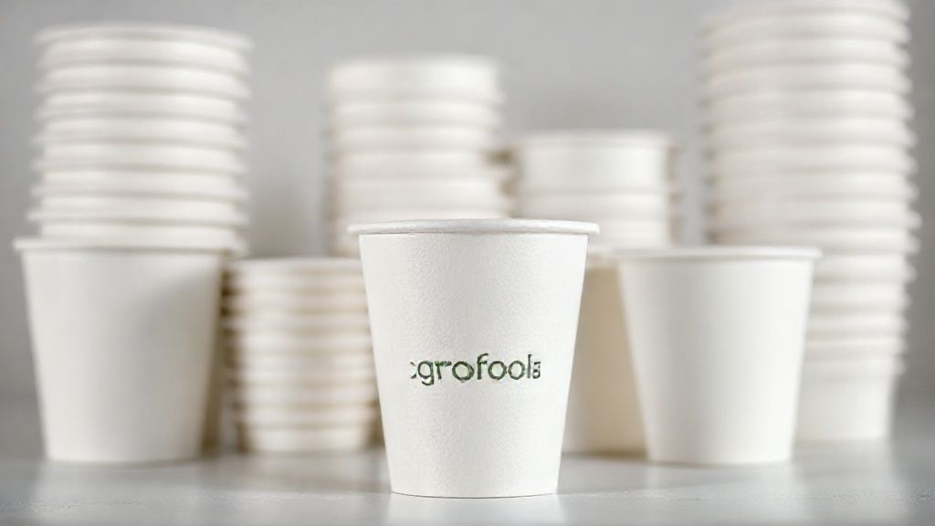 تصویری روشن و با کیفیت از یک دسته لیوان کاغذی سفید