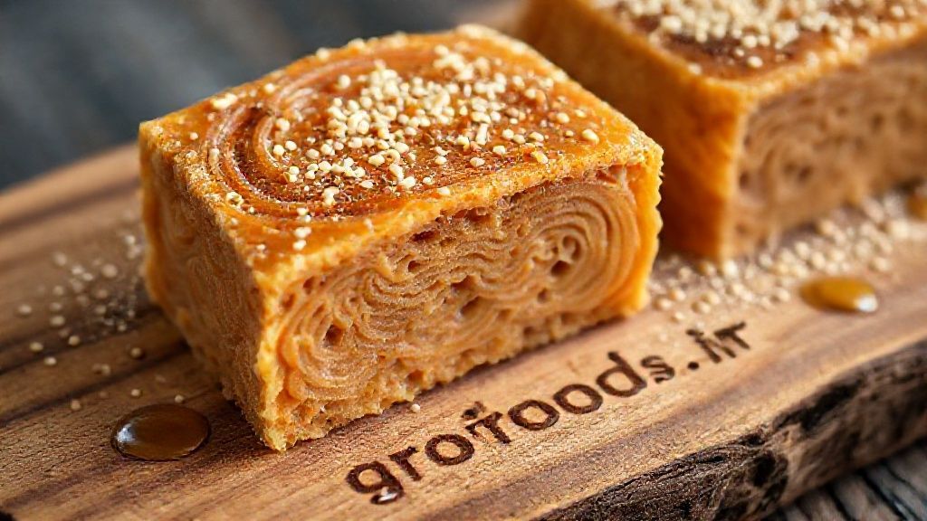 حلوا ارده با بافت غنی و طلایی