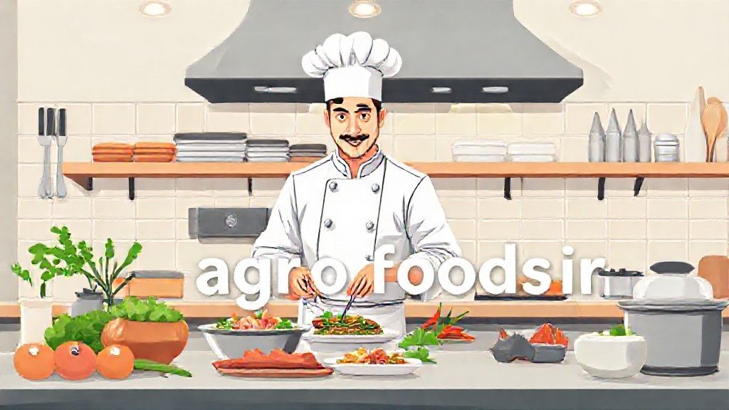 آشپز فرنگی متخصص در آشپزخانه‌ای مدرن