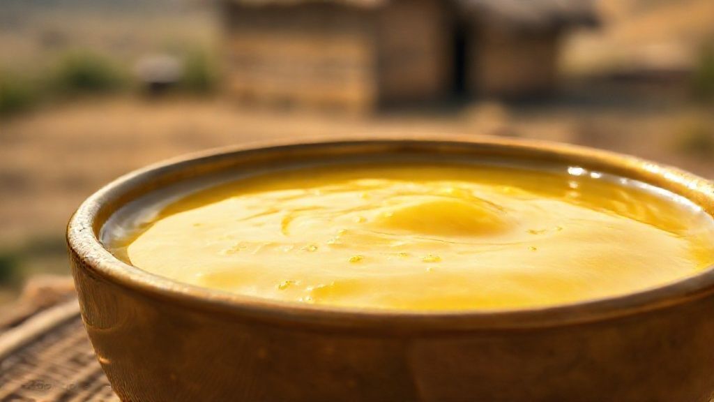 روغن حیوانی کرمانشاهی طلایی در ظرف سنتی