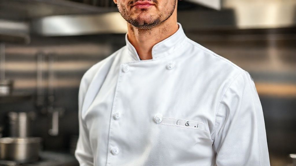 لباس آشپزی شیک در آشپزخانه صنعتی