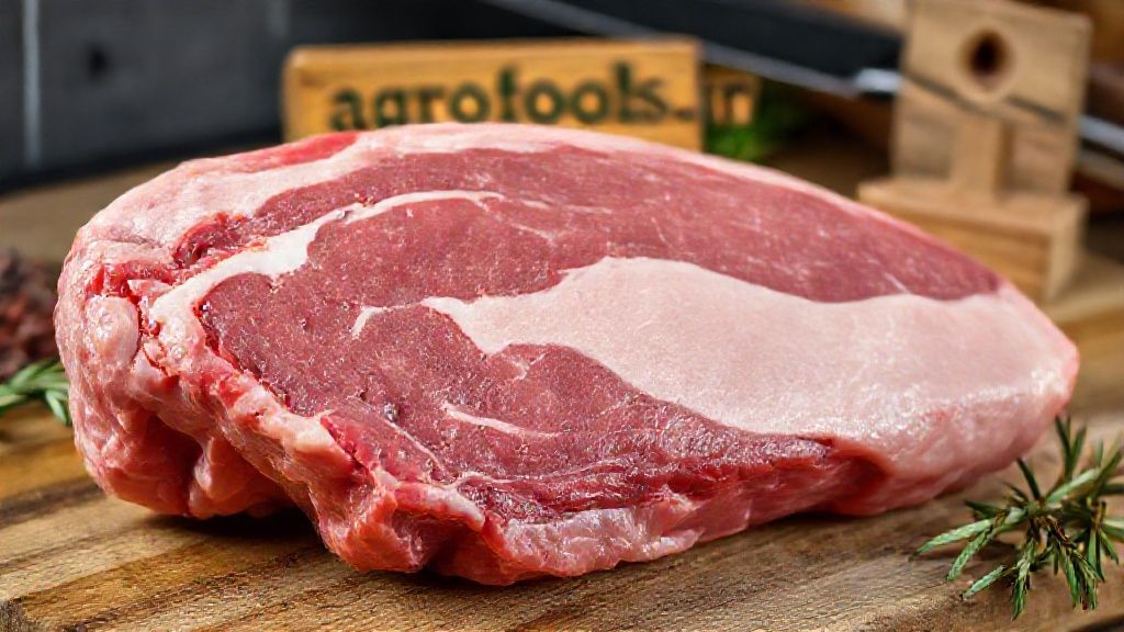 تصویر نزدیک از گوشت گوسفندی با کیفیت بالا