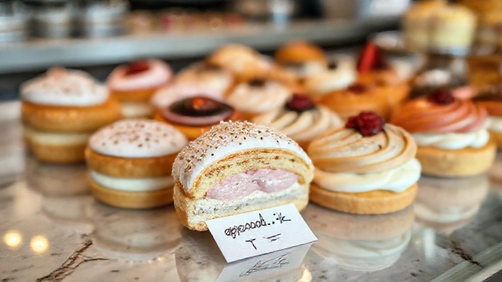 مجموعه ای دلپذیر از شیرینی تر فرانسوی و خامه ای