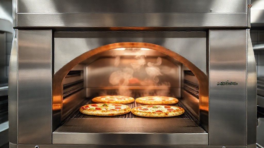 فر پیتزا ریلی در آشپزخانه صنعتی مدرن