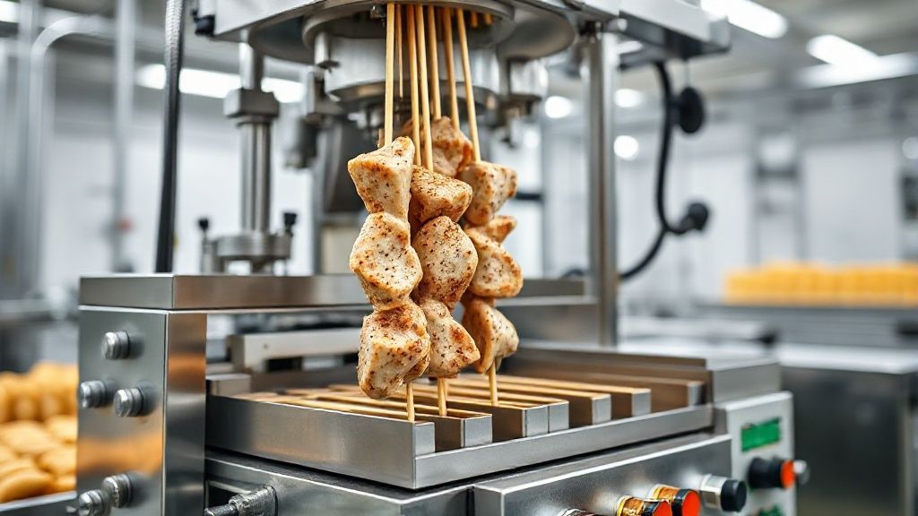 دستگاه جوجه سیخ زن اتوماتیک در حال کار