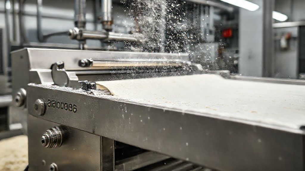 دستگاه خمیر پهن کن صنعتی در حال کار