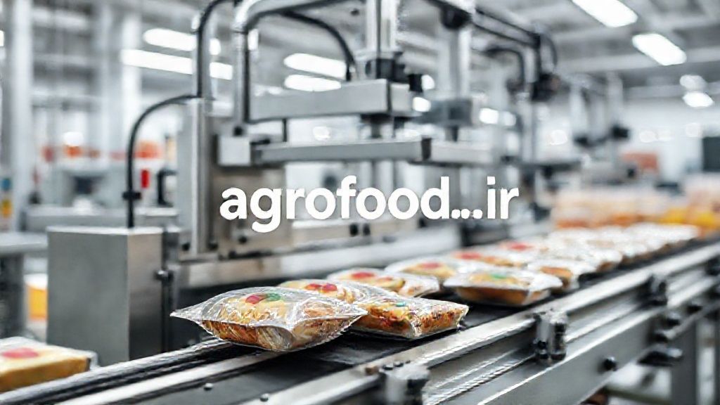 دستگاه شیرینگ پک صنعتی در حال بسته‌بندی محصولات غذایی