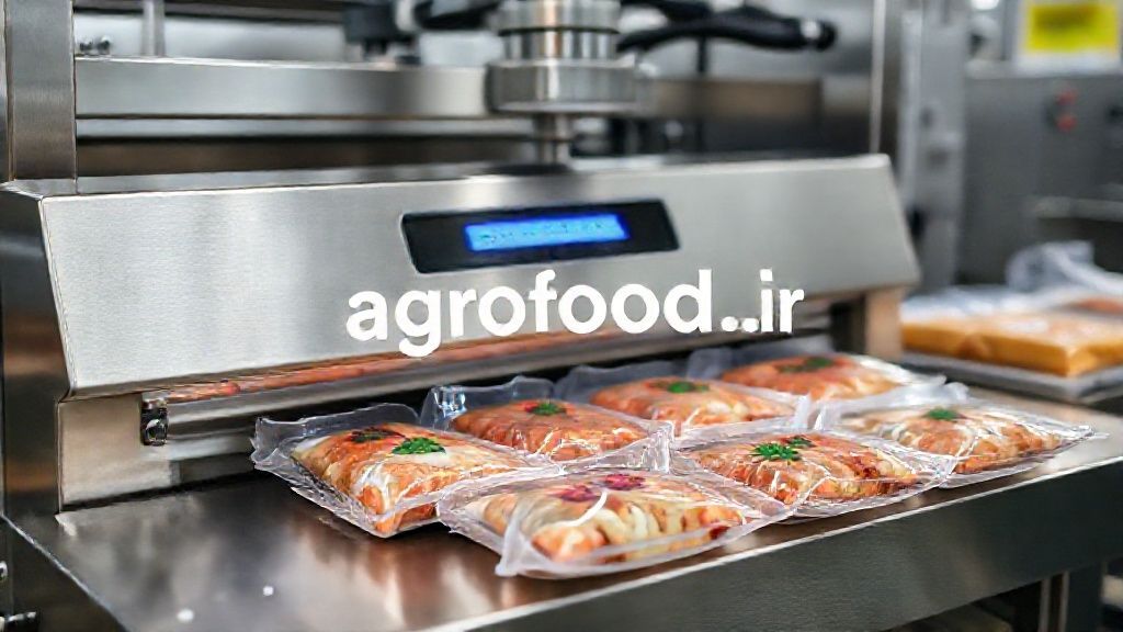 دستگاه سیل وکیوم صنعتی در حال بسته‌بندی محصولات غذایی
