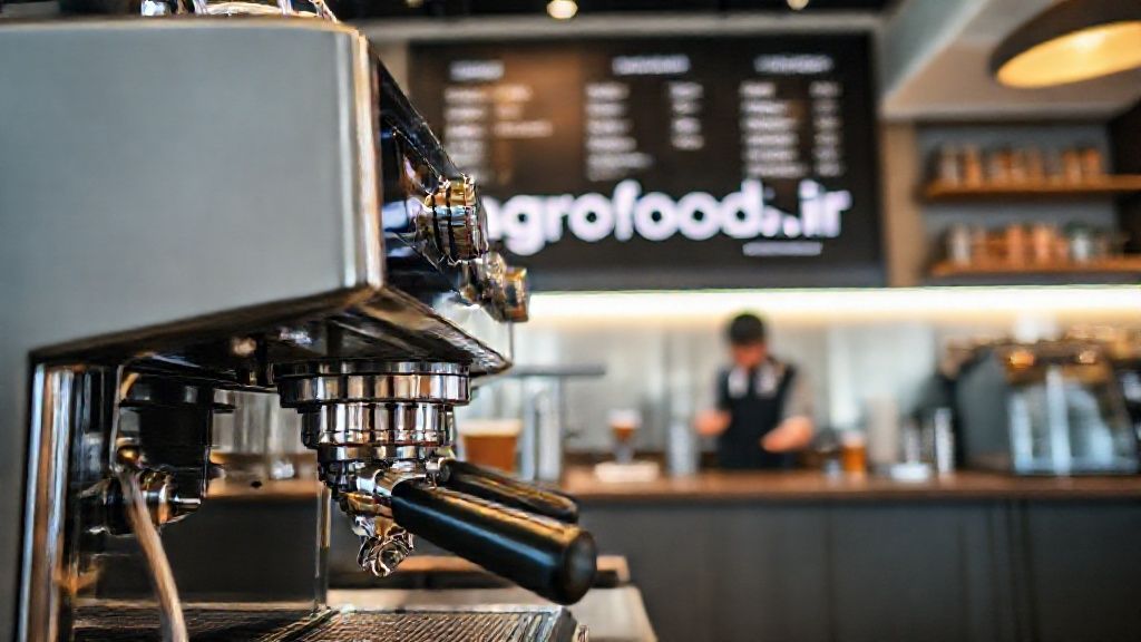 یک دستگاه اسپرسو صنعتی مدرن و حرفه‌ای در محیط کافه