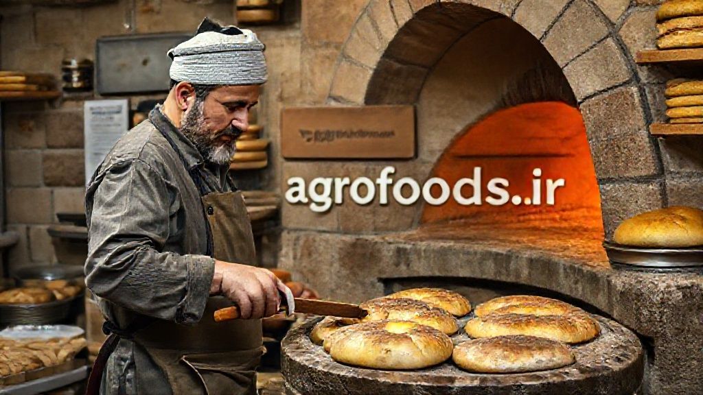 شاطر سنگک ماهر در حال پخت نان سنتی