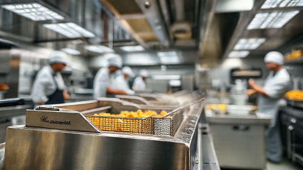 سرخ کن ریلی در آشپزخانه صنعتی