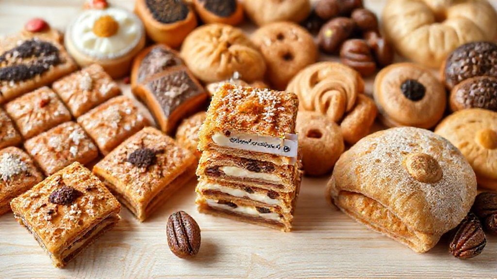 مجموعه‌ای از شیرینی تر و خشک قنادی