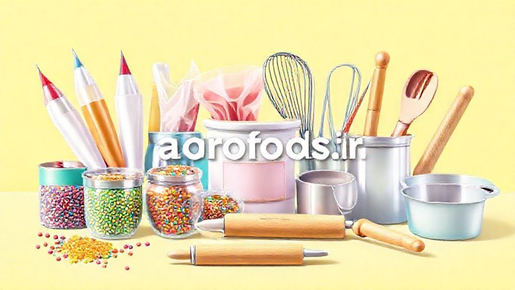 تصویری از لوازم قنادی متنوع و رنگارنگ