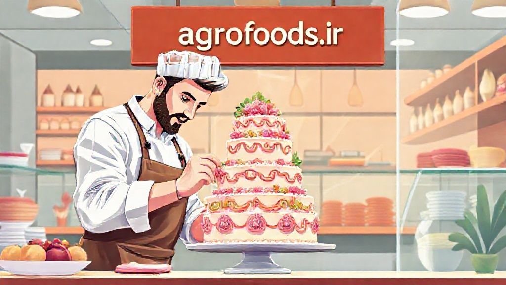 استادکار کیک ساز در حال تزئین کیک
