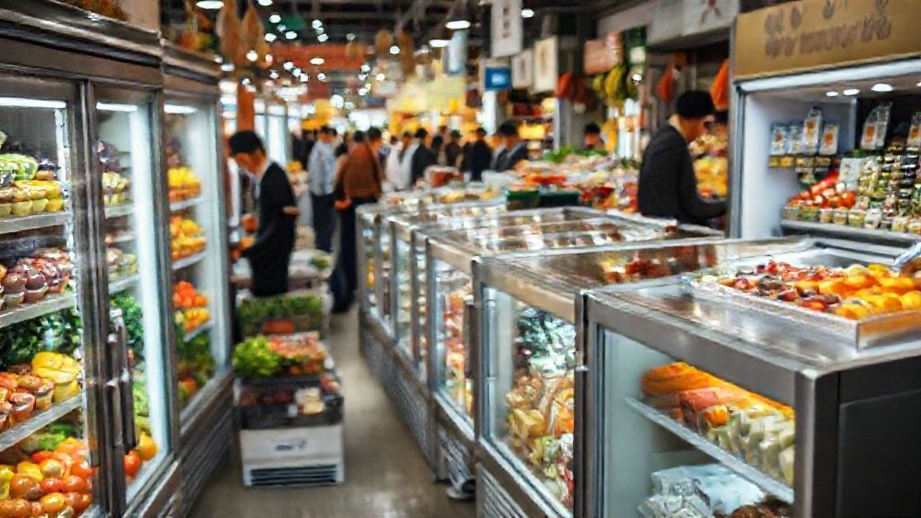 نمایش محصولات تازه در یخچال جزیره فروشگاهی در تهران