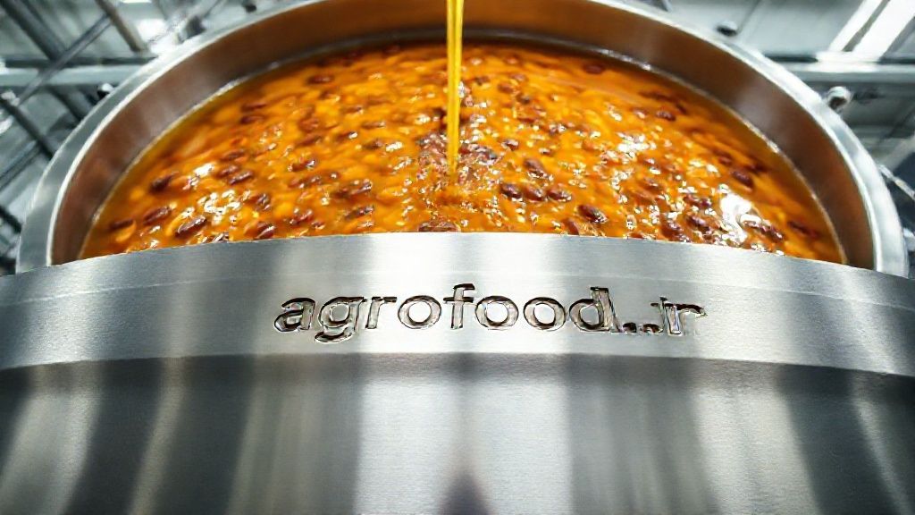 مخزن بزرگ استیل پر از شیره خرما غلیظ طلایی