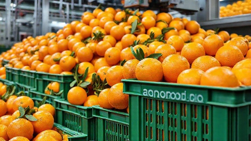 پرتقال تامسون تازه در جعبه‌های چوبی
