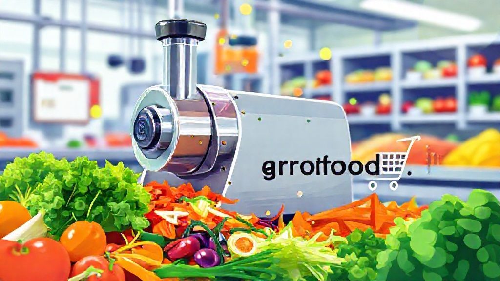 تصویری از صیفی جات خرد شده و دستگاه خردکن صنعتی