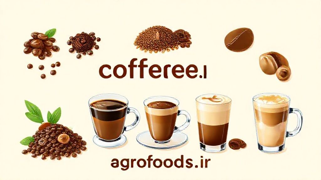 تصویری از مشتقات مختلف قهوه و فرآوری صنعتی آن