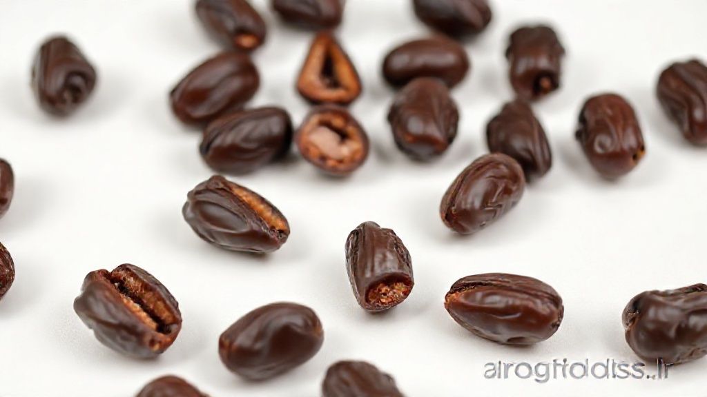 خرمای شکلاتی با روکش تیره و تزئینات